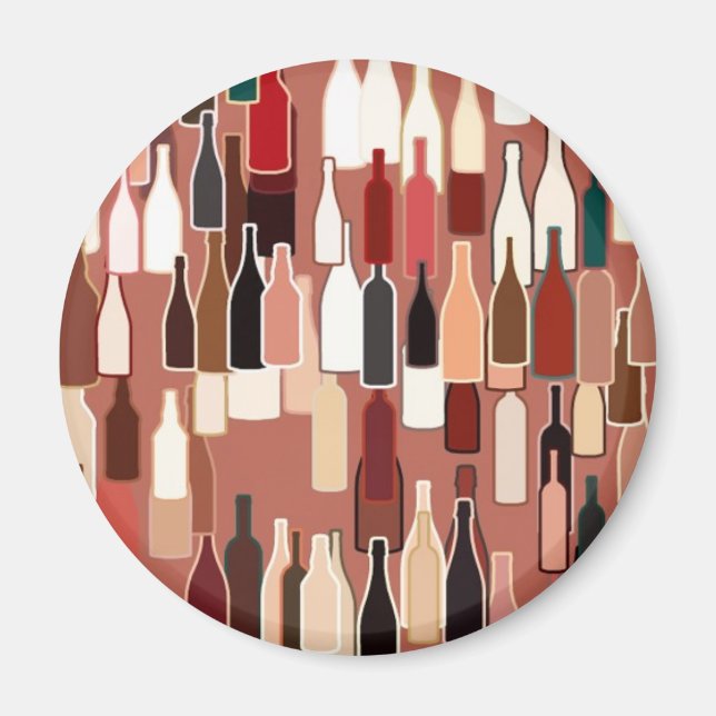 Aimant Bouteilles de vin motif, couleurs de terre, terre  (Devant)