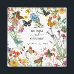 Aimant Bouteilles Fleurs sauvages  Mariage floral<br><div class="desc">Une belle aquarelle design mariage avec fleurs sauvages et papillons. Aménagement coloré de fleurs sauvages et de papillons dans un jardin fleuri. Un design de mariage idéal pour tous ceux qui aiment les papillons colorés, florale d'aquarelle, illustrations fleurs sauvages et l'art botanique. Des invitations de mariage et d'autres articles de...</div>