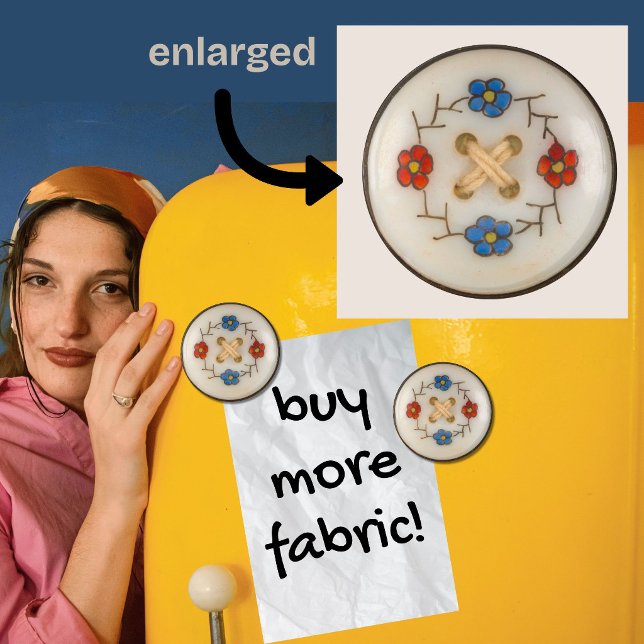 Aimant Bouton à coudre Vintage mignon (A cute vintage sewing button magnet! Choice of sizes available.)