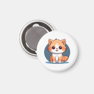 Aimant Bouton Broche Chat Orange Mignon