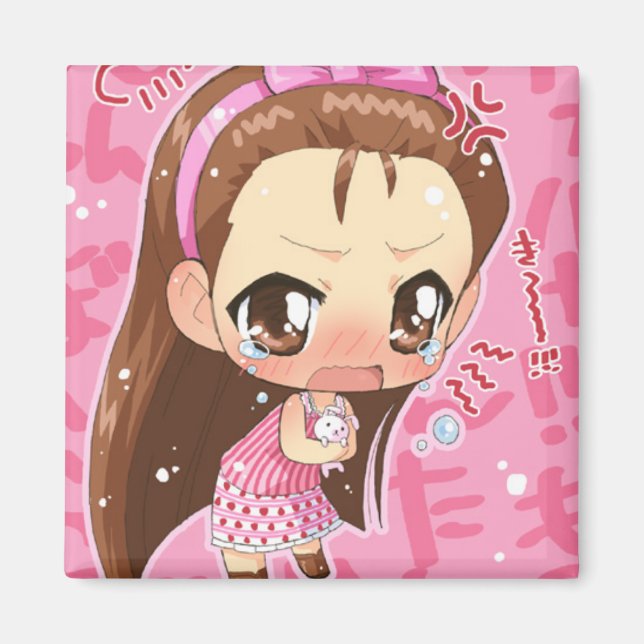 Aimant Bouton Chibi Anime Girl 2 (Devant)
