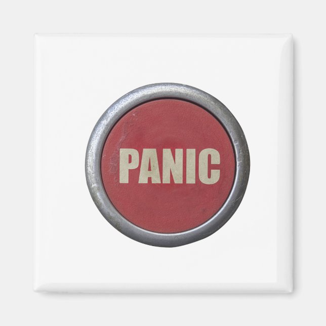 Aimant Bouton de panique industrielle rouge rétro (Devant)