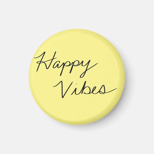 Aimant Bouton de typographie Yellow Cursive Vibes (Devant)