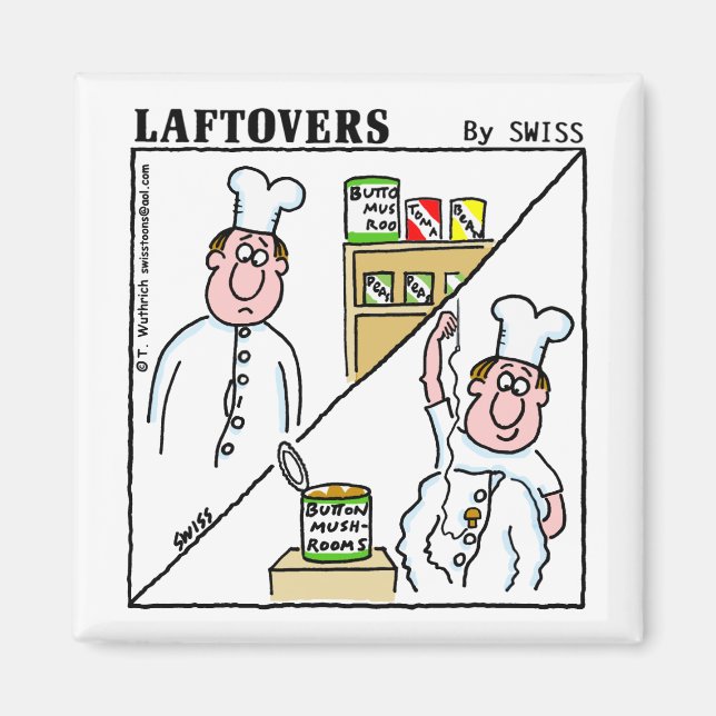 Aimant Bouton drôle mignon Champignons Chef Laftovers Car (Devant)