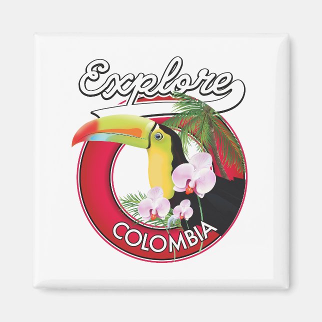 Aimant Bouton du logo rétro Explore Colombia (Devant)