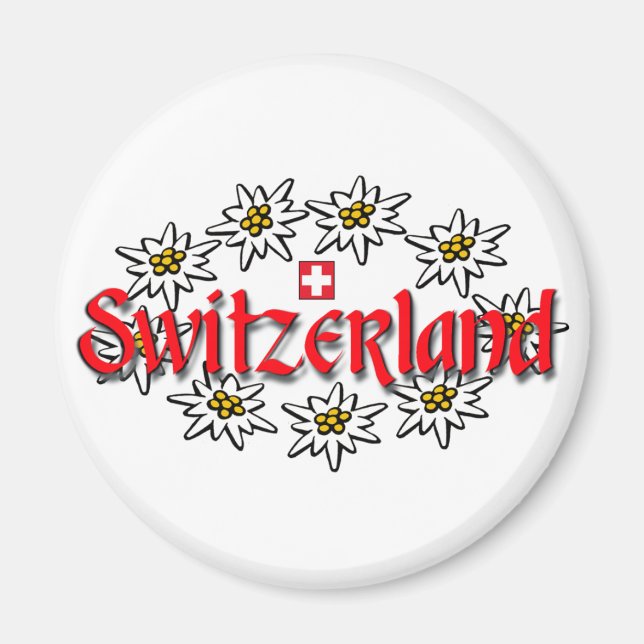 Aimant Bouton Suisse Edelweiss (Devant)