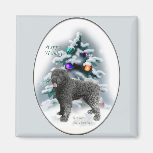 Aimant Bouvier des Flandres Cadeaux de Noël (Devant)