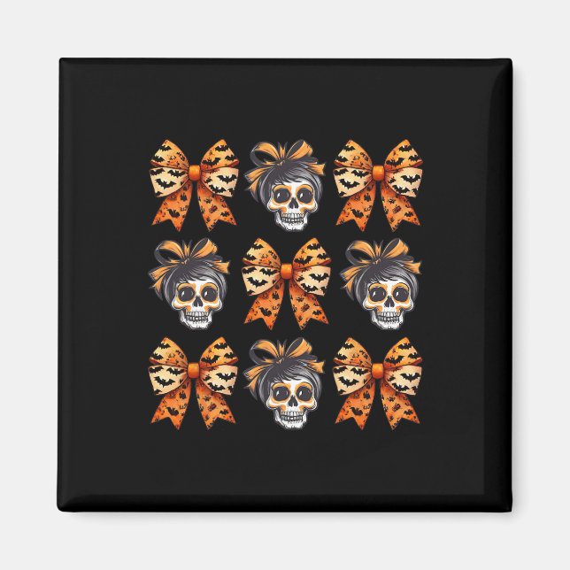 Aimant Bow Halloween Saison Éffrayante Skeleton mignonne  (Devant)