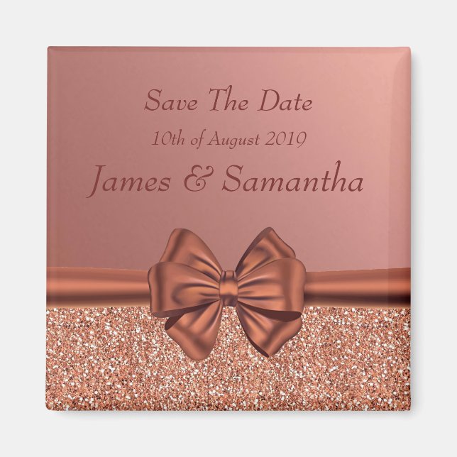 Aimant Bow rose Gold Satin - Enregistrer La Date (Devant)