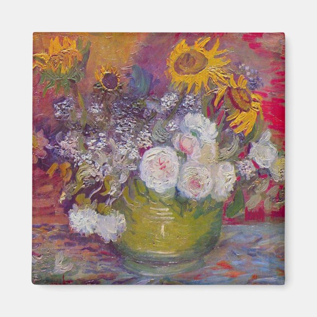 Aimant Bowl avec des tournesols et des Roses par Vincent  (Devant)