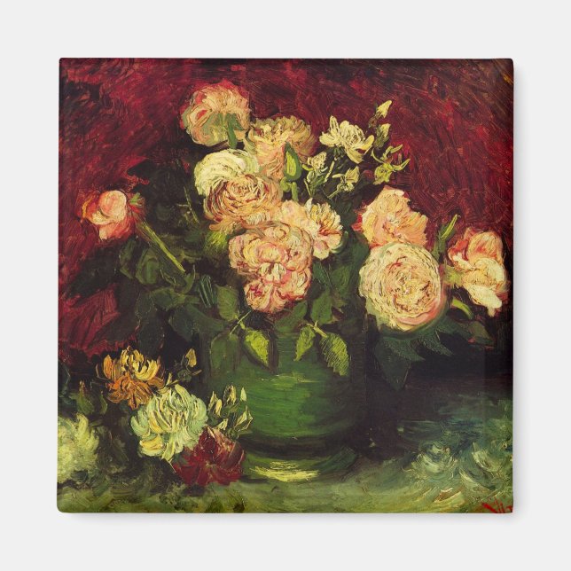 Aimant Bowl avec Peonies et Roses par Vincent van Gogh (Devant)