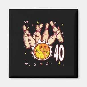 Aimant Bowling 40e anniversaire thème bowling 40 ans Fu