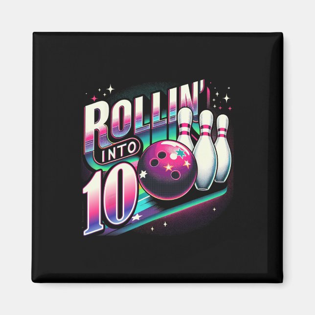 Aimant Bowling Anniversaire Début de la fête des 10 ans 1 (Devant)
