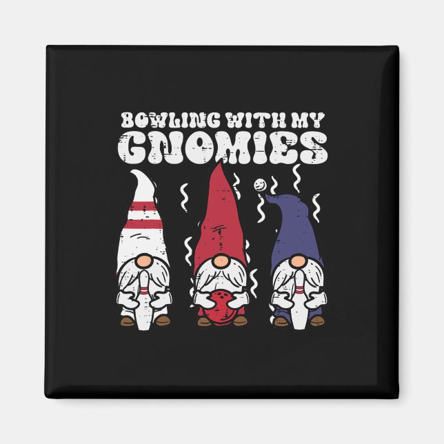 Aimant Bowling Avec Gnomies Bowler Gnome Matching Hommes  (Devant)