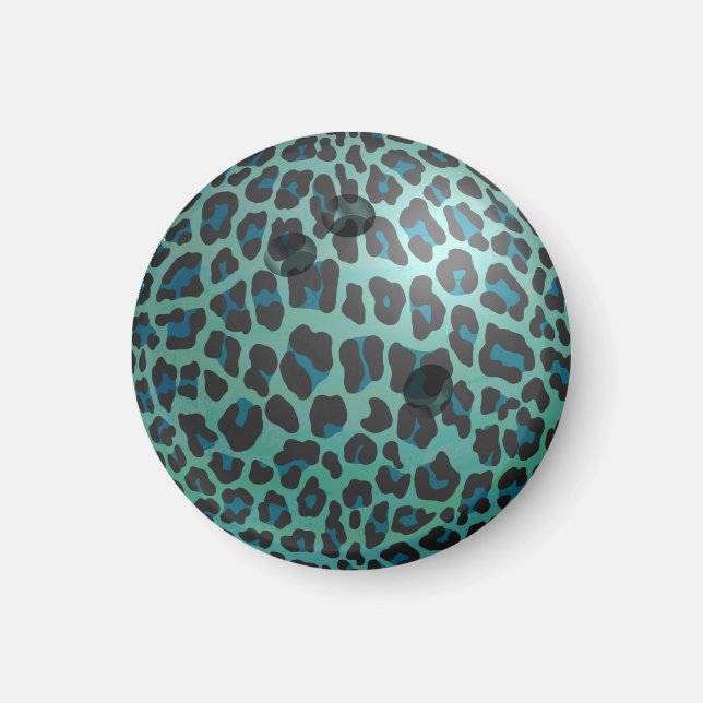 Aimant Bowling Ball Leopard Turquoise (Devant)