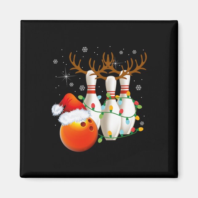 Aimant Bowling Cadeaux Noël Bowling Santa Hat Christma (Devant)