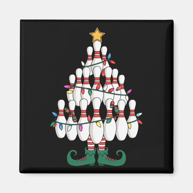 Aimant Bowling Elves Pin Strike Christmas Tree Lights Xma (Devant)