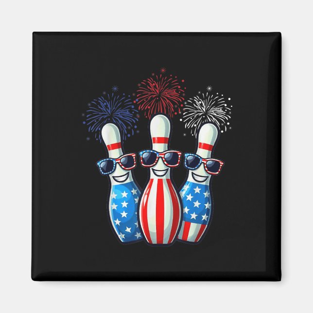 Aimant Bowling Fireworks American Usa Drapeau Sungles 4e  (Devant)
