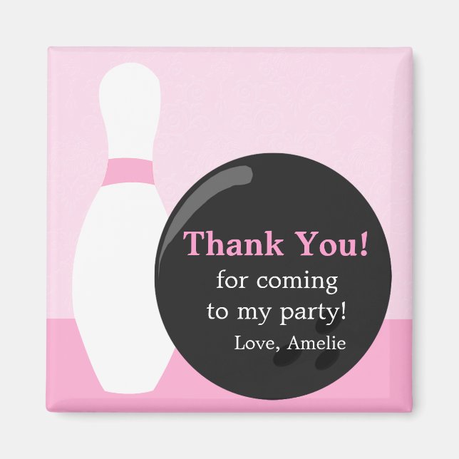 Aimant Bowling Girl Anniversaire Merci (Devant)