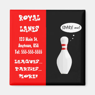 Aimant Bowling parlant la carte d'affaire louche de Pin