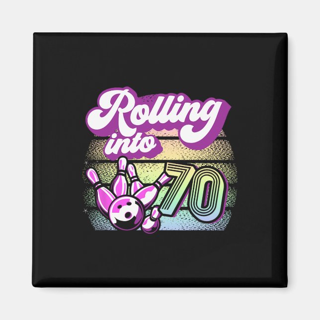 Aimant Bowling Party Rolling En 70 Bowling Anniversaire 1 (Devant)