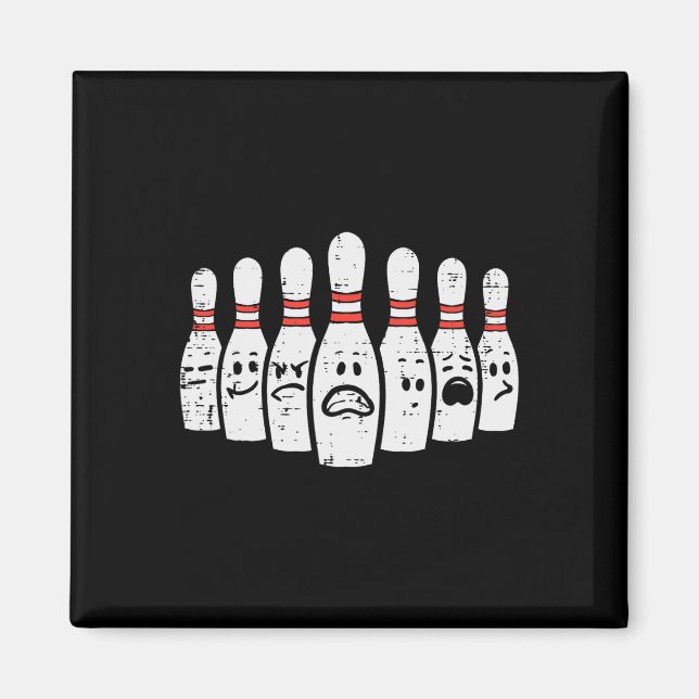 Aimant Bowling Pins Face À Drôle Bowler Hommes Femmes Enf (Devant)