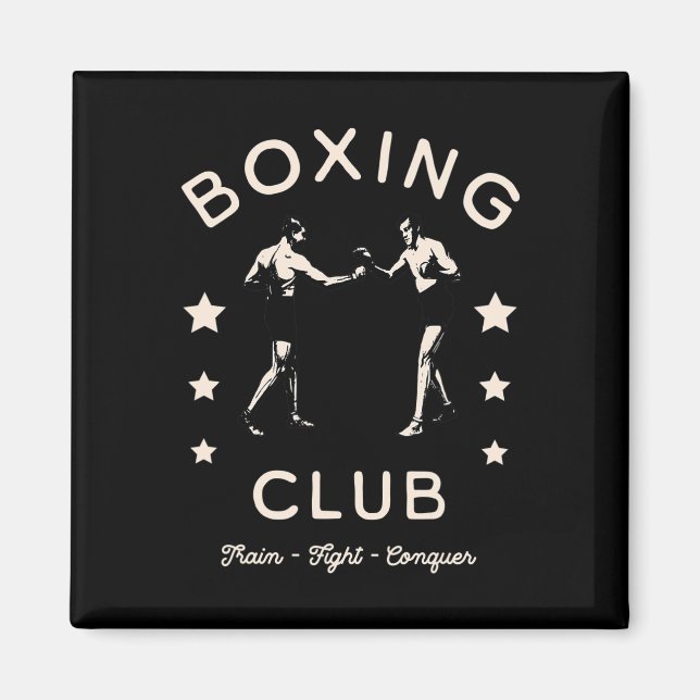 Aimant Boxe Club Train Fight Conquer Fighter Et Étoiles (Devant)