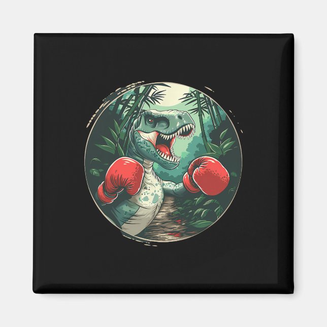 Aimant Boxe Dinosaure Boxer Dino Kickboxing T-rex Boxe (Devant)