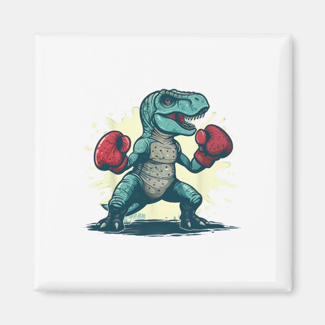 Aimant Boxe Dinosaure Boxer T-rex Kickboxing Dino Boxe (Devant)