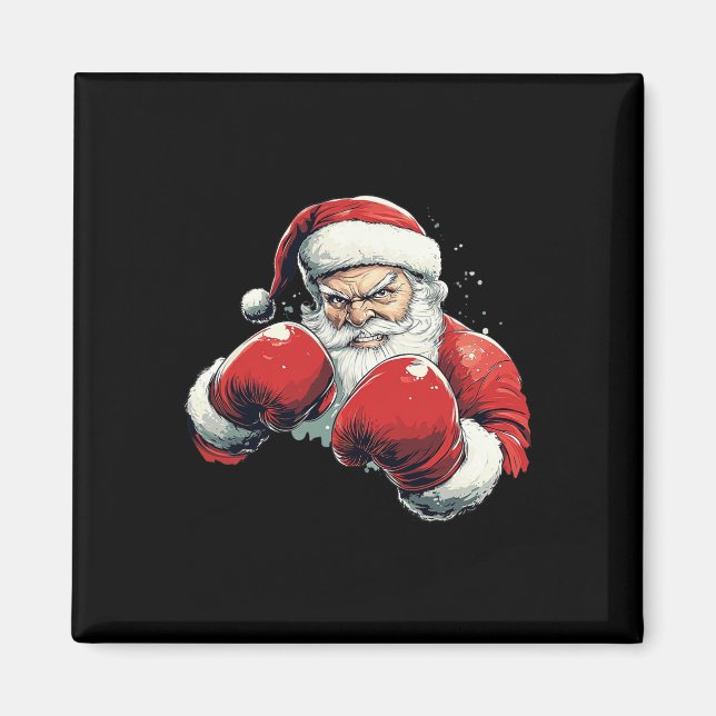 Aimant Boxe du Père Noël - Le Père Noël Avec Gant De Boxe (Devant)