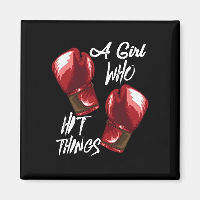 Aimant Boxe féminine Kickboxing Une fille qui frappe des  (Devant)