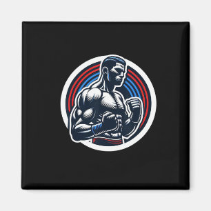 Aimant Boxe Logo Boxer Forte Boxer Noir Rouge Et Bleu Sil