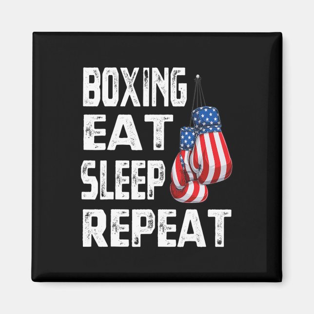 Aimant Boxe Manger Dormir Répéter Gym Boxeur Kickboxing M (Devant)
