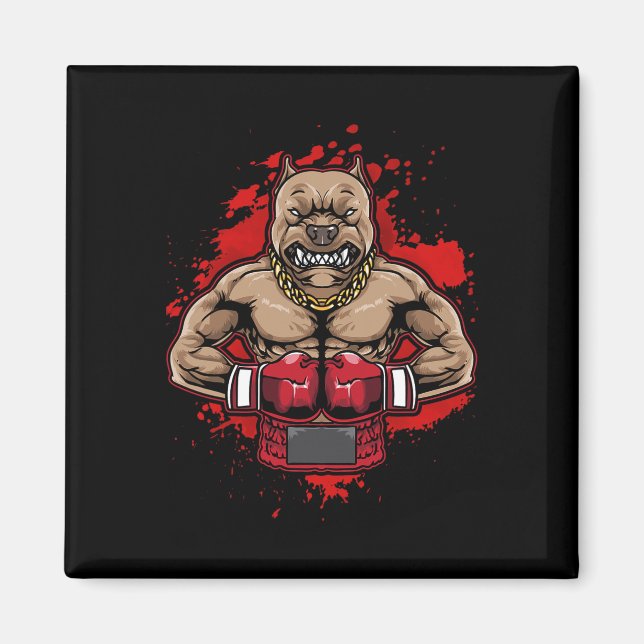Aimant Boxe Pit Bull Aime Pitbulls Entraînement Chien Ani (Devant)