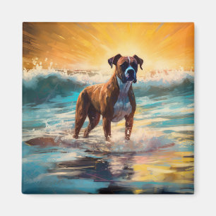 Aimant Boxer Beach Surfing Peinture