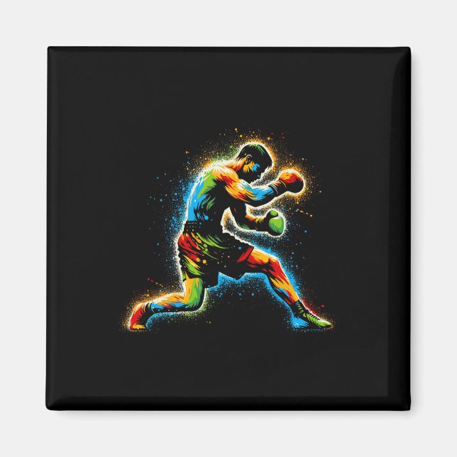 Aimant Boxer Boxer Ring Martial Art Sport Kickboxer Trai (Devant)