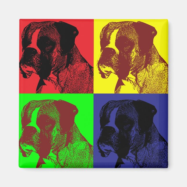 Aimant Boxer Chien Pop Style Art (Devant)