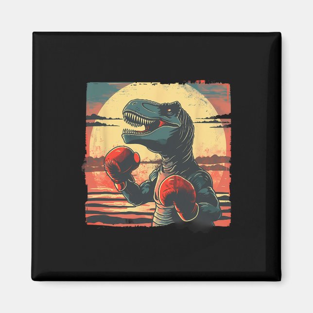Aimant Boxer Dinosaur Boxing Dino Kickboxing T-rex Boxing (Devant)