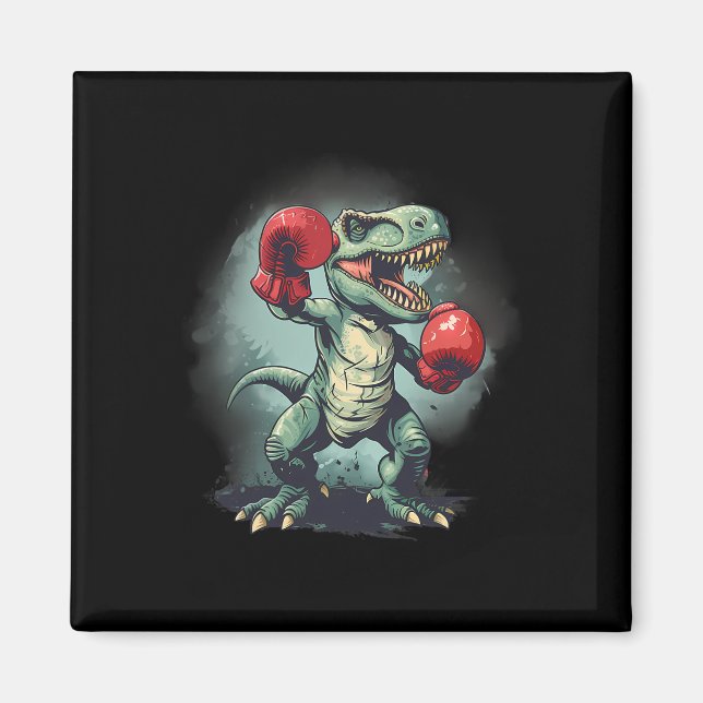 Aimant Boxer Dinosaur Boxing Dino Kickboxing T-rex Boxing (Devant)