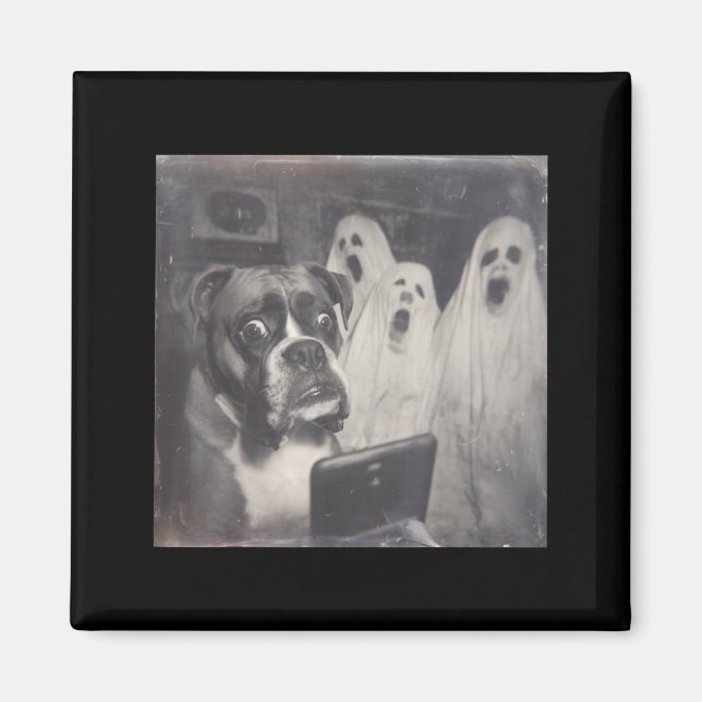 Aimant Boxer fantôme drôle halloween chien effrayant effr (Devant)