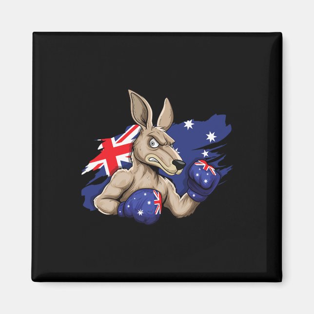 Aimant Boxer Kangaroo Boxer Drapeau Australien Love Austr (Devant)