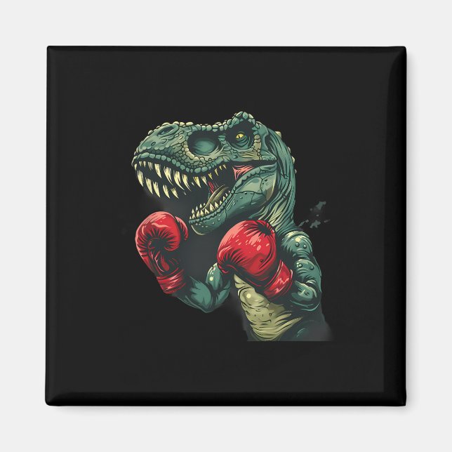 Aimant Boxeur Dinosaure Boxeur Dino Kickboxing T-rex Boxe (Devant)