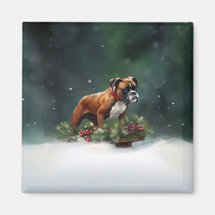 Aimant Boxeur Noël neige hiver