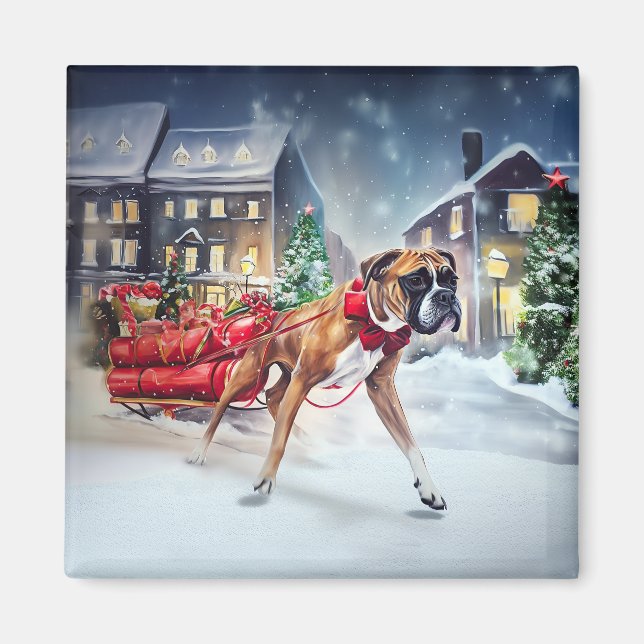 Aimant Boxeur Saison des Fêtes de Noël (Devant)
