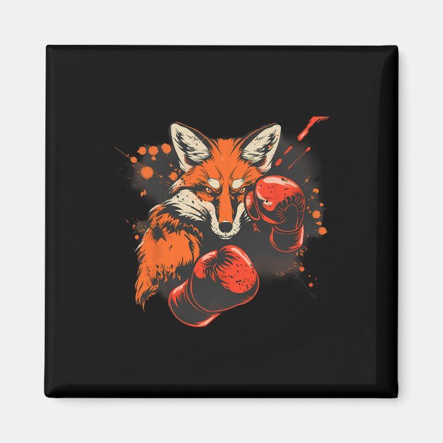 Aimant Boxing Fox With Boxing Gloves Kickboxing Funny Box (Devant)