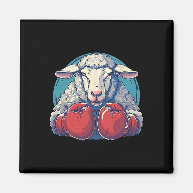 Aimant Boxing Sheep With Boxing Gloves Kickboxing Funny B (Devant)
