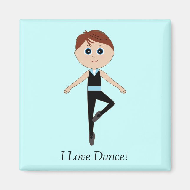Aimant Boy Ballet Dancer : I Love Dance (Devant)