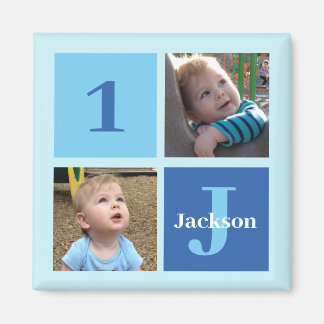 Aimant Boys Photo Collage Custom Blue Kids Photographie