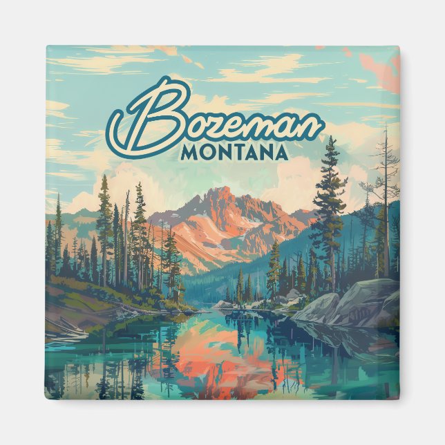 Aimant Bozeman Montana Montagnes Rocheuses Vintage (Devant)