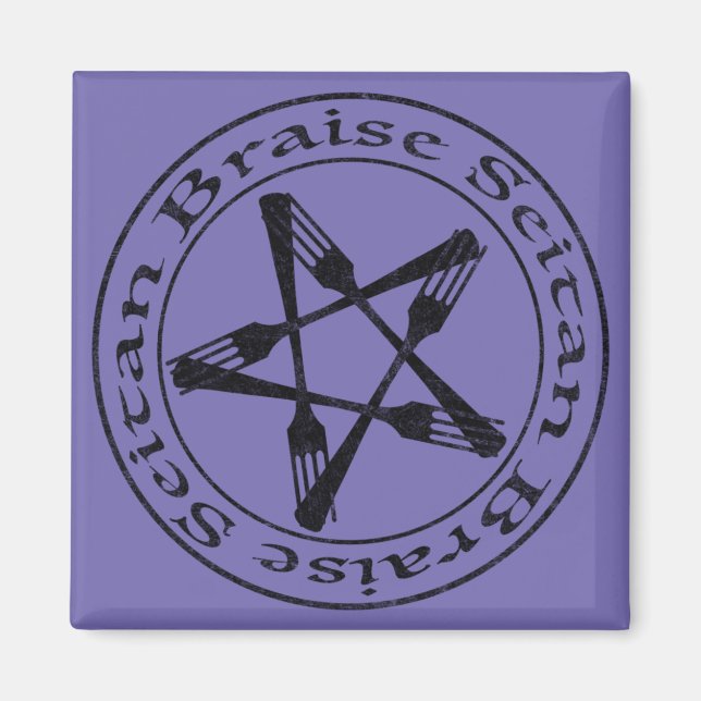Aimant Braise Seitan Vegan Pentagram (version sombre) (Devant)